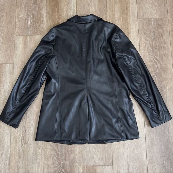 S O L D : Gap Vegan Leather Blazer Black Size Large Womens - Picture 8 of 13